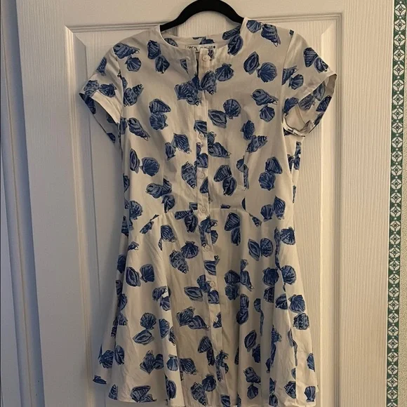 blue and white shell dress Palm Beach Sleeveless Tiered Maxi Dress XS